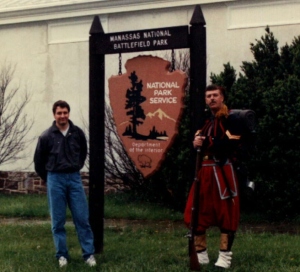 Me, Bull Run (Manassas, VA) Battlefield, and Zouave Reenactor (April 22, 1990)